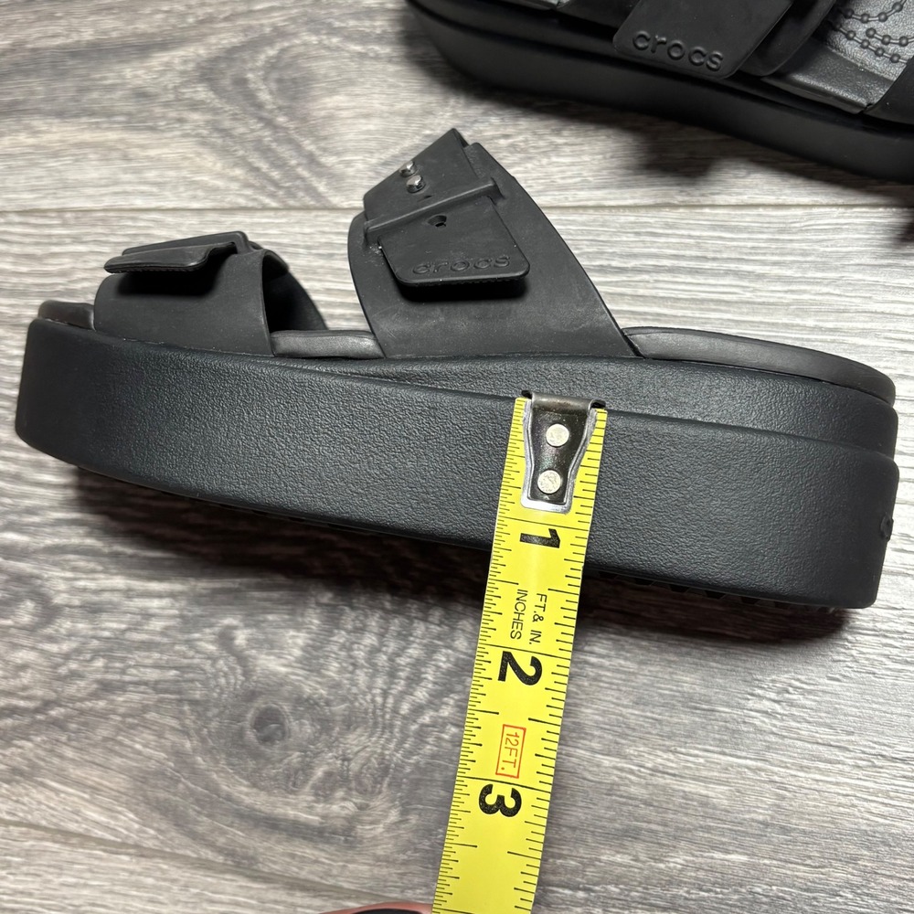 CROCS Black Brooklyn Buckle Wedge Sandal Women's 4‎ - Picture 11 of 12